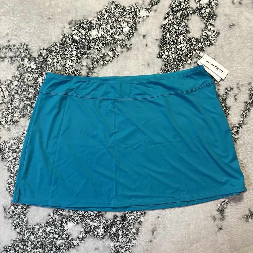 Jantzen Skim Skirt Womens Size 14 Teal Blue Pull‎ On Beach Short